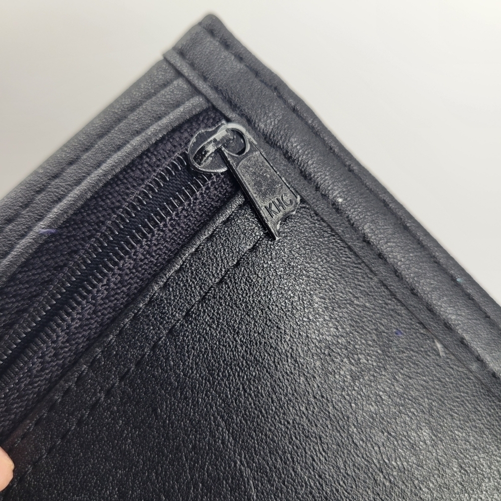 Vintage Rare Las Vegas Black Wallet Faux Leather Zip Compartments Credit Cards - Picture 13 of 13